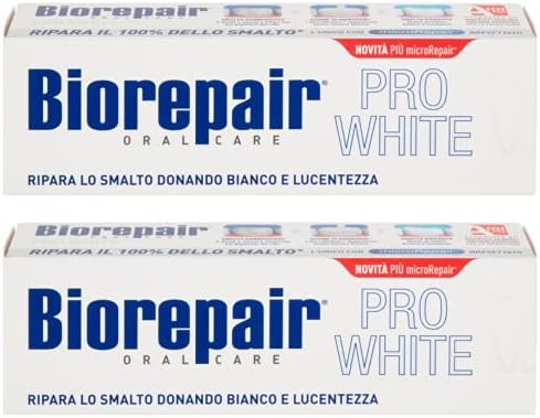 Избелваща паста за зъби Biorepair Pro White с много микроремонтов 2,5 течни унции 75 мл, опаковки от 2