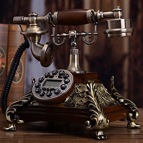 Counyball Ретро Телефон Украса на Хола Домашен Офис, Стационарен Въртяща се Маса, Телефон в европейския и американския класически стил с циферблат (Цвят: кафяв размер: B)