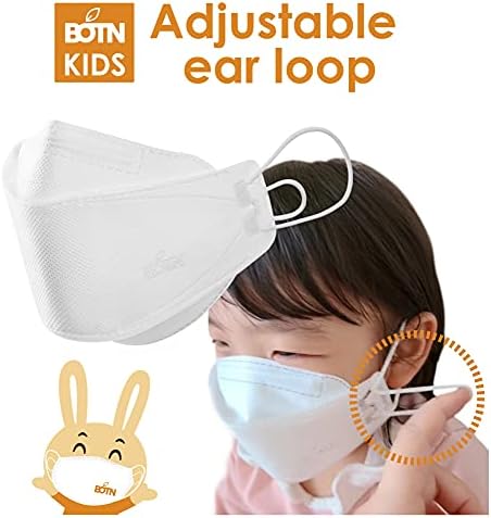 BOTN Child fit 10шт Защитна маска за лице KF94, 4-слойный филтър, 3D Дизайн, регулируема каишка, произведено в Корея