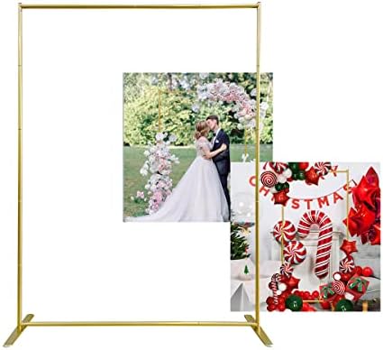 Поставка за фон Златна сватбена арка, площада на балон 6,6 фута * 5 фута и цвете в Метална Алуминиева рамка за церемония,