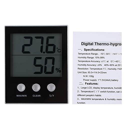 ABS Електронен Дигитален Термометър за стая, Влагомер, LCD Дисплей, по-Голям Екран на Дисплея, Сензор за Температура