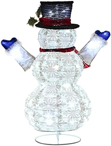 2 Фута Осветен Снежен Външни Коледни Украси със 60 светодиода за Външно и Вътрешно Коледните Домашния Офис, Парти, Сватба, Градина, Двор