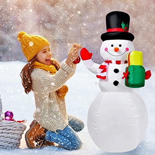 Коледа Надувное Украса във формата на Снежен човек, 5-футовое Надувное Коледна украса във формата на Снежен човек с Подобрени Въртящи led Фенери за Коледно парти, на ?