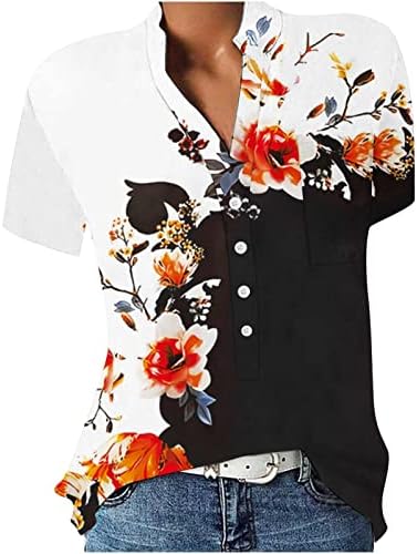 Дамски Летни Ежедневни Блузи, Основни Тениски Свободно Намаляване с Къси ръкави, Однотонная Блуза с джобове, Туничные