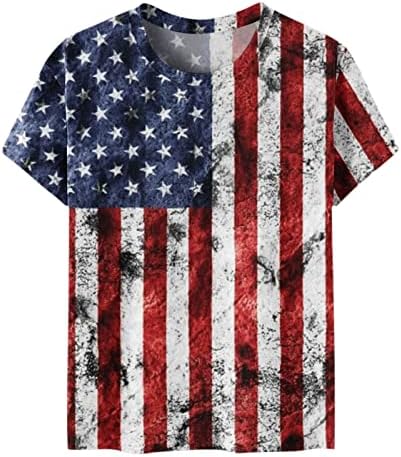 Женска тениска с 4-ти юли, Флаг на САЩ, Ежедневни Лятна Туника с къс ръкав и кръгло деколте, Върховете в Звездната Ивица, Удобна Блуза с равен брой гласове-Боя, Топ