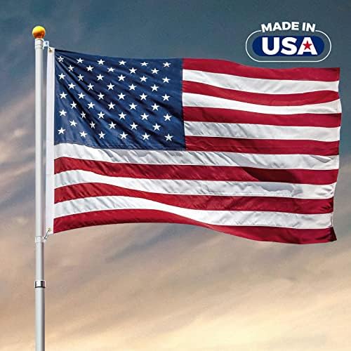 Американски флаг 4x6 метра За външна употреба Произведено в САЩ, Най-здрав найлонов флаг на САЩ, сверхпрочный, Луксозна Бродирани Звезда с ярки месингови люверсами Ф