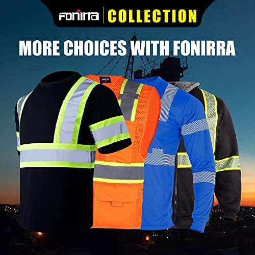 Тениска FONIRRA Safety High Visibility, Отразяващи Работни Ризи Лимонов цвят за Мъже с Къс Дълъг Ръкав