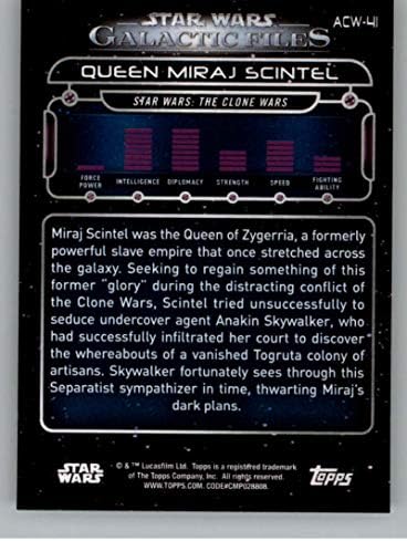 2018 Начело Star Wars Galactic Files #ACW-41 Официалната Неспортивная за търговия на карти Queen Miraj Scintel в NM или по-добро състояние