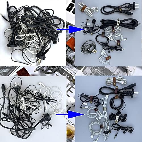 Кожени Cable Колани Lunpliran, Кабелни Превръзки, Кабелни Организаторите, Управление Кабел за Организиране на USB кабел, Кабели за Слушалки, 3 Размера, 5 Цвята