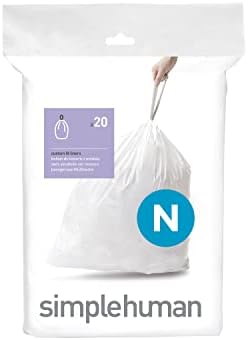 simplehuman Code Q Специално Подбраните торби за боклук с завязками, брой 240 бр., 50-65 л / 13-17 Литра, бял