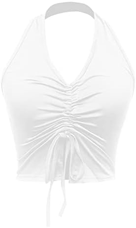 MIASHUI 3 Pk Компресиране Риза Женски Секси Топ с отворен гръб, V-образно деколте, Обикновен Шнур, Плиссированный