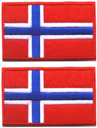 2 елемента Флаг на Норвегия Бродирани Ленти за Бродерия Тъкани Кръпката Икона Кука и Контур Бродирана Нашивка
