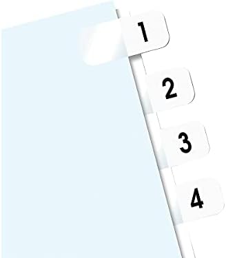 Redi-Tag 31001 самозалепващи се пластмасови указателни раздели със странично монтиране № 1-10, 1 инча, бяла 104 бр./опаковане.