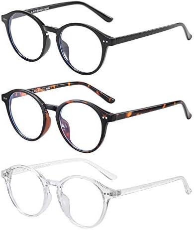 LAOSHOUXIN 3 опаковки сини екранировка очила Дамски и мъжки Компютърни очила рамки за очила (3 (опаковане) Черна