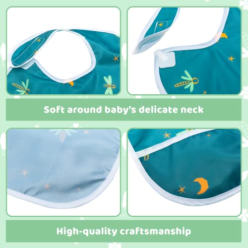 Little Dimsum 3 опаковки на детския нагрудника непромокаем лигавник лесно моющийся лигавник за хранене, лигавник за отбиване от гърдата регулируема закопчалка е подходя