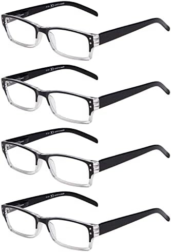 Eyekepper Спестете 10% на 5 опаковки класически черни очила за четене за мъже и 4 опаковки двухцветных черни прозрачни очила за четене +1,75
