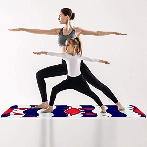 LEVEIS килимче За Йога Сладък Раци Сини Вълнообразни Модел Дебели Нескользящие Спортни Подложки за Домашно Фитнес