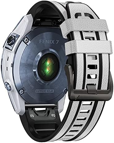 AISPORTS 22 мм Быстросъемный каишка за часовник, който е Съвместим с Garmin Fenix 7/6/6 Pro/5/5 Plus, Кожен Силикон Хибриден