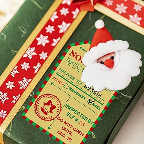 Етикети с Бирками за Коледни подаръци 200шт Коледна Крафт Етикета Самозалепващи Подарък Етикети на Дядо Коледа за Подаръчни Пликове Етикети от Санта Партита, на Ети