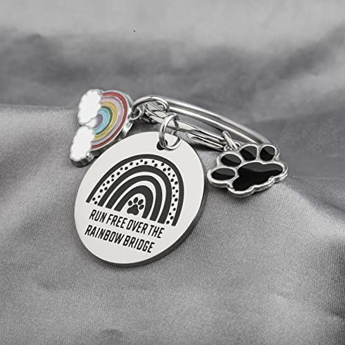 UJIMS Запомнящи се Подаръци за Домашни Любимци Ключодържател Rainbow Bridge Free Run Over The Rainbow Bridge Бижута за Загуба на Домашни Любимци, за Любимите си Кучета Котки