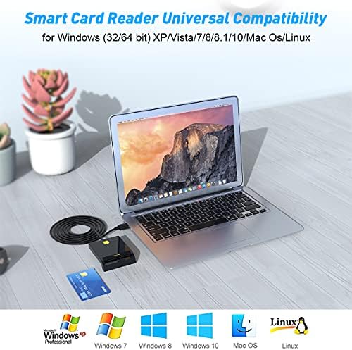 Устройство за четене на чиповых карти, 2 в 1 DOD Military USB CAC-карта за общ достъп, ID-карта, с IC карта, Банкова карта, Устройство за четене на СИМ-карти, Съвместим с Windows, Linux, М?