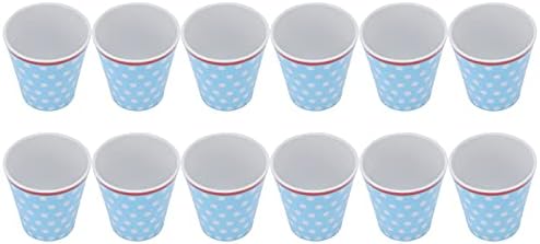 Опаковка от 12 Светло сини керамични чаши за вода с дизайн на точки, Чаши за Пиене, ученически подаръци за