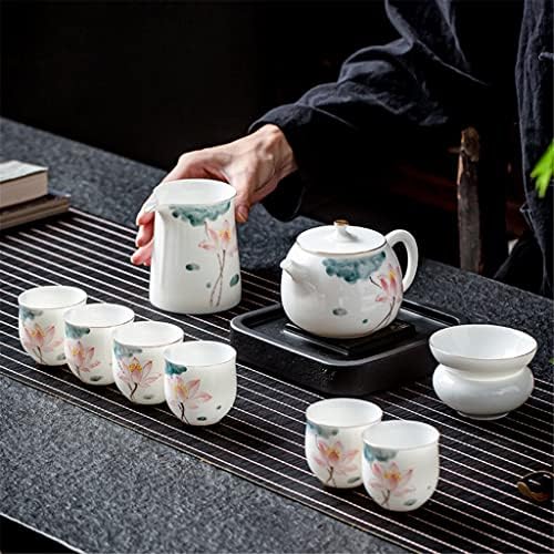 YCZDG Yuxiu гърне ръчно рисувани език лотос керамичен чайник бял порцелан неглазурованный чайник за чай набор от аксесоари (Цвят: A, размер: както е показано на фигурата)