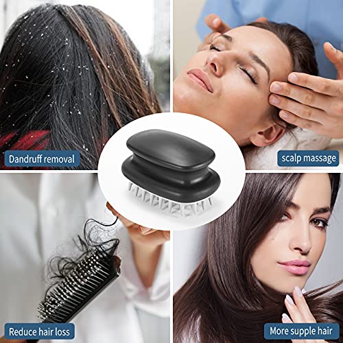 Четка-Шампоан за масаж на Кожата на Главата Huaxiaomei Hair, Четка за миене на главата, Мек Силикон Скрубер за отстраняване на пърхот, Подпомага растежа на косата, Черен