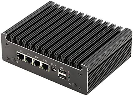 Устройство защитна стена HUNSN Микро, Мини-КОМПЮТЪР, OPNsense, VPN, Компютър-рутер, Intel Celeron N4505, RS41, AES-NI, 4 x 2.5 GbE I225 B3, Конзола, Type-C, HDMI, DP, Слот за SIM-карти, 8G RAM, SSD 64G