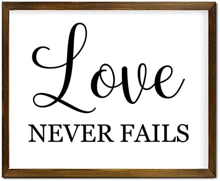 Дървена Табела в рамка Любовта Никога Не Пропуска Дървени Табели В Рамката на Кристиан Подарък Мотивационни