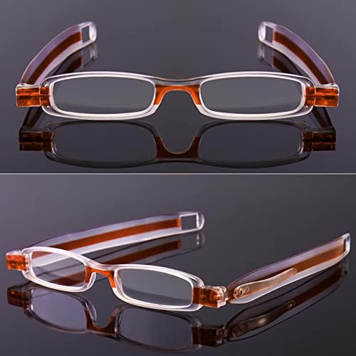 LOOKWORLD 4 Опаковки Очила за четене, Ридеры за Жени и Мъже, Компактни Преносими Тънки Малки Сгъваеми Леки Очила За Четене