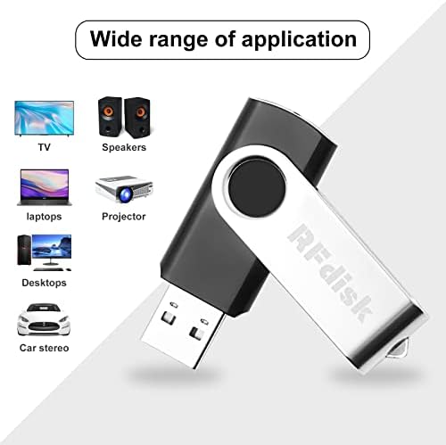 32 GB USB флаш памети, Черно RFdisk Метални карти памет, USB 2.0, Въртящи се на Флаш памет, Флаш-памети, Преносим
