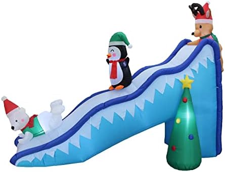Два КОМПЛЕКТА БИЖУТА за коледно парти, в това число 9-крак надуваем Пингвин, северният елен, бяла мечка, пързалка за елхи и 12-Крак надуваем Дядо Коледа с шейна с 3 елен
