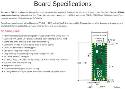 Raspberry Pi Pico с предварително припаянным микроконтролера Mini Development Board, базирани на чип Raspberry Pi RP2040, двуядрен