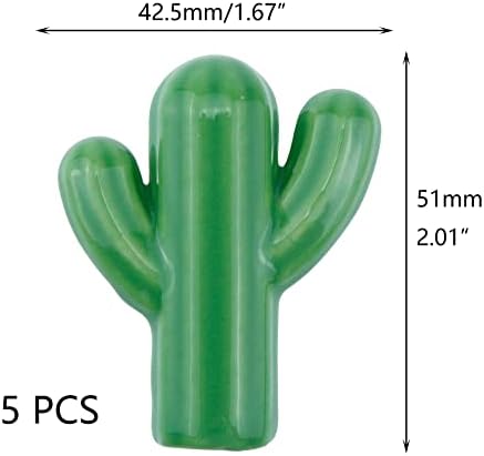 Дръжки във формата на кактус Crapyt Керамична Дръжка за мебели 42,5 × 51 мм/1,67 × 2,01 (Ш × В) Зелен 5 БР. Гардероб/Скрин/Шкаф/чекмеджето
