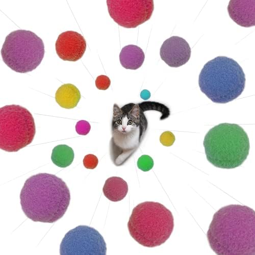 FUPUSUN 100шт 1 / 3 см Премия Цветни Играчки Топки, за котки - Мека играчка с pom-помераните за коте - Леки и малки, лесно доказуема лапке за котки в затворени помещения, Интер?