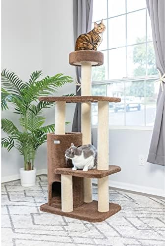 Armarkat 3-Уровневое Carpeted Floor Cat Tree Real Wood Condo F5602, Игралната Къщичка за Коте, Център за активна почивка