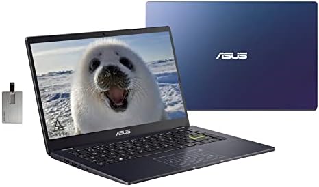 Лаптоп Asus 2022 14 HD, Intel Celeron N4020, 4 GB оперативна памет, 64 GB флаш памет eMMC, графика 500, Уеб камера, Стерео високоговорители, Peacock Blue, Windows 11S, 32 GB USB-карта 4 GB | 64 GB eMMC (обновена)
