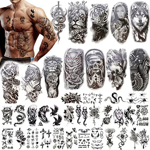Konsait 40 Листа 3D Временни татуировки животни на предмишницата с къс ръкав Временни Татуировки за възрастни с Теми