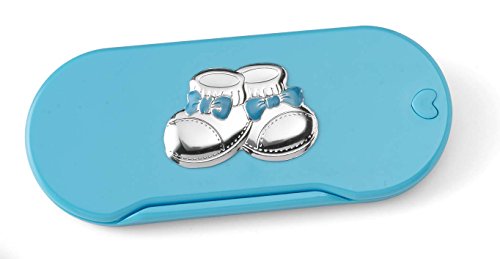 Комплект прибори за хранене Silver Touch USA Бебе First с украса от сребро, синьо, средно (75030 C)