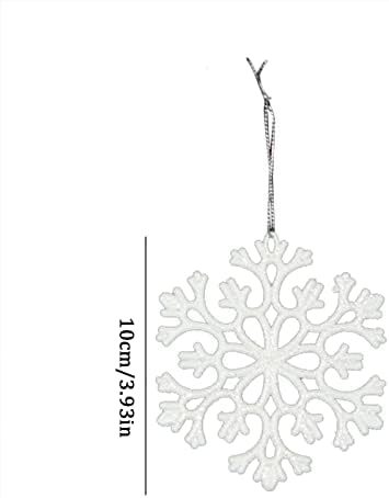 Коледен Орнамент във формата на Снежинки, Бели Пластмасови Висулки За украса на Коледната елха, Коледни украси,