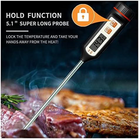 LFDecor Дигитален термометър за бързо четене на месо за приготвянето на храната (Цвят: черен)