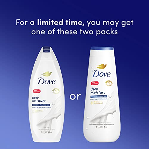 Dove Body Wash Дълбоко овлажняване на 2 Порции за суха кожа, Хидратиращ Почистващо средство за кожата с микроудобрением, възстановителен