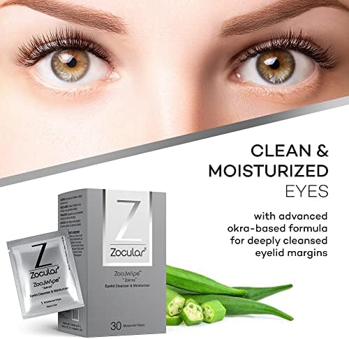 Zocular ZocuWipe за сухи, червени очи Кърпички за миглите и очите за успокояване и почистване-Облекчаване на болка и