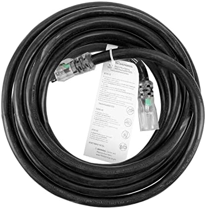 Уличен удължител GREATIDE дължина 25 метра, с осветление - Удлинительный кабел ултра силна черен цвят 10/3 SJTW със заземен