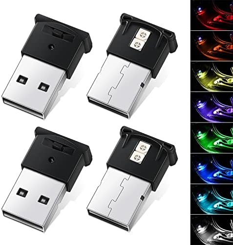 Ouzorp 4 бр Мини USB led Лампа, 8 Цвята RGB Автомобилна led Вътрешно Осветление DC 5V USB Smart Led С Лампа Клавиатура