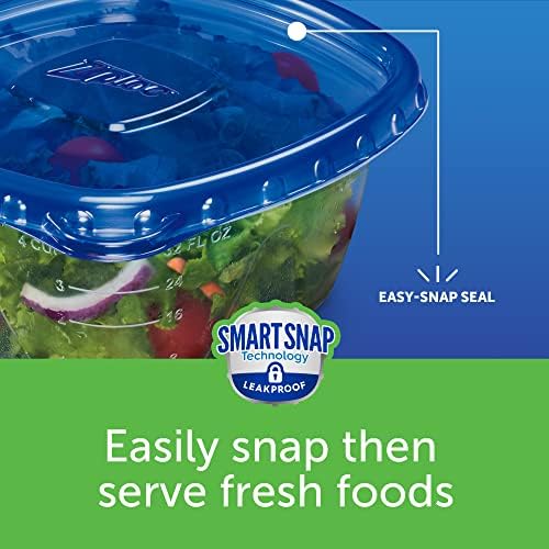 Контейнери за съхранение на храна Ziploc за Многократна употреба за организиране на кухня, Технология Smart Snap, Могат да се мият в съдомиялна машина, Дълбоко Правоъгълни