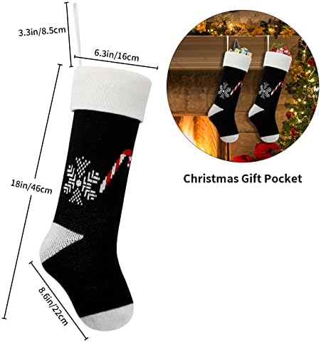 Dremisland 4 Опаковане на Коледни Чорапи - 18-Цолови Черни Възли Коледни Чорапи, Висящи на Камина Чорапи за Коледна Украса,