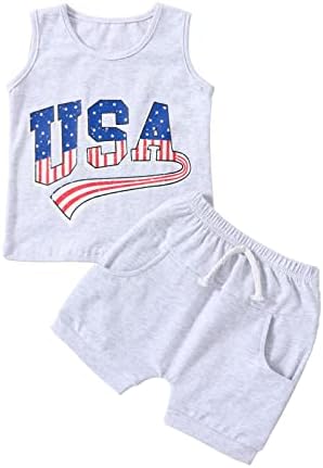 LZCYILANXIULSL / Комплект дрехи за малки момчета на 4 юли, САЩ, Елек, Топ, Тениски без ръкави и къси панталони в стил ретро, Комплект дрехи за малки момчета на Четвърти юли