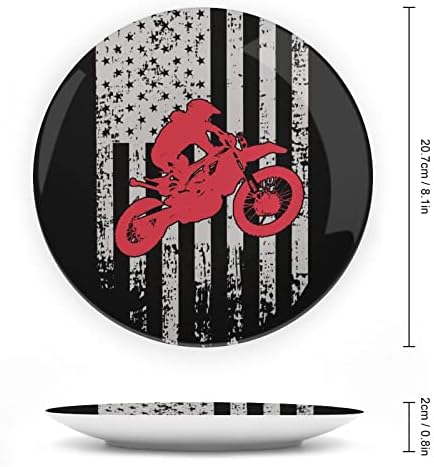 Флаг на САЩ Dirtbike Мотокрос Керамична Декоративна Чиния с Поставка За Дисплея на Окачени Индивидуални Юбилейните